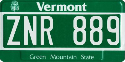 VT license plate ZNR889