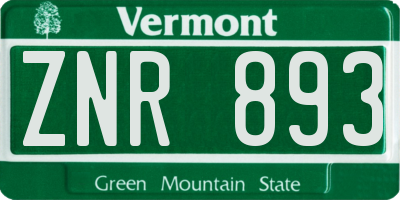 VT license plate ZNR893