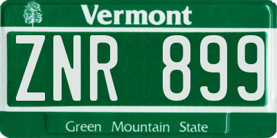 VT license plate ZNR899