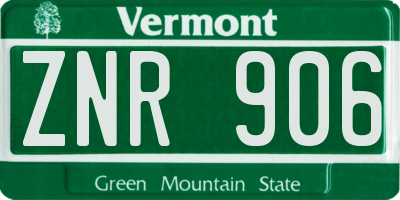 VT license plate ZNR906