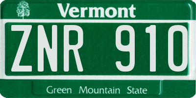 VT license plate ZNR910