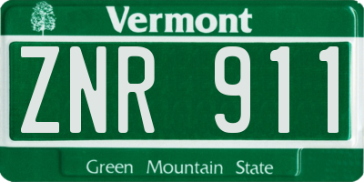 VT license plate ZNR911