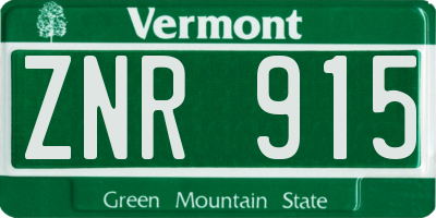 VT license plate ZNR915