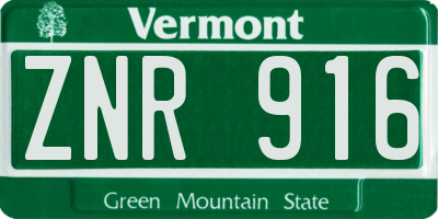 VT license plate ZNR916