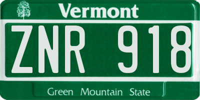 VT license plate ZNR918