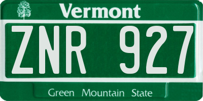 VT license plate ZNR927