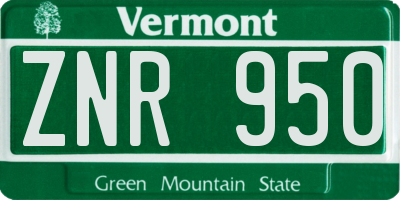 VT license plate ZNR950