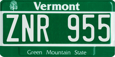 VT license plate ZNR955