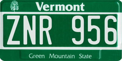 VT license plate ZNR956