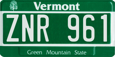VT license plate ZNR961