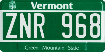VT license plate ZNR968