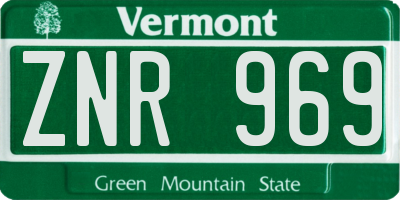 VT license plate ZNR969