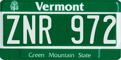 VT license plate ZNR972