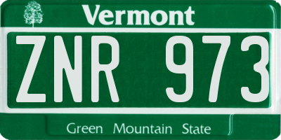 VT license plate ZNR973