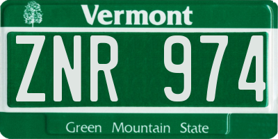 VT license plate ZNR974