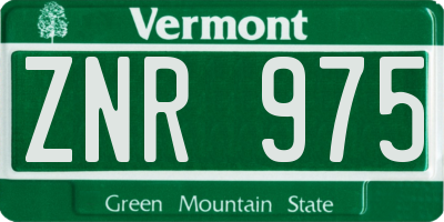 VT license plate ZNR975