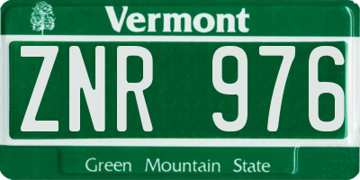 VT license plate ZNR976