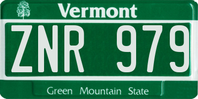 VT license plate ZNR979