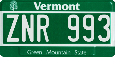 VT license plate ZNR993