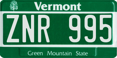 VT license plate ZNR995