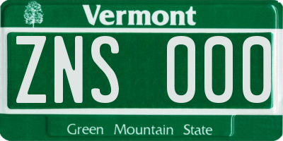 VT license plate ZNS000