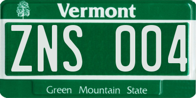 VT license plate ZNS004