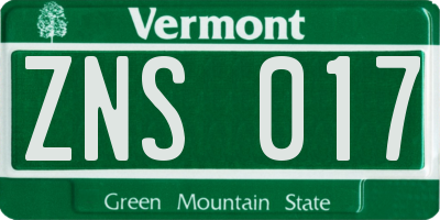 VT license plate ZNS017