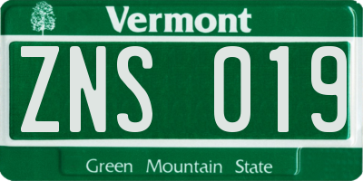 VT license plate ZNS019