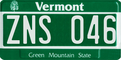 VT license plate ZNS046