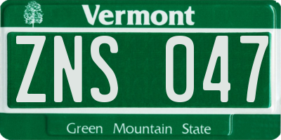 VT license plate ZNS047