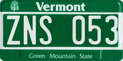 VT license plate ZNS053