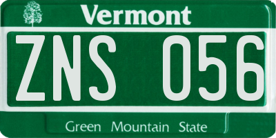VT license plate ZNS056