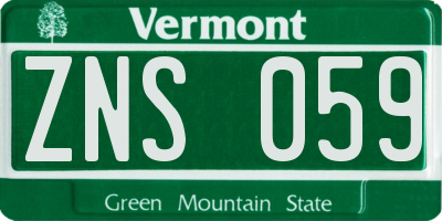 VT license plate ZNS059