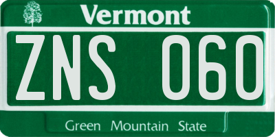 VT license plate ZNS060