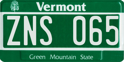 VT license plate ZNS065