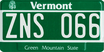 VT license plate ZNS066