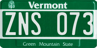 VT license plate ZNS073