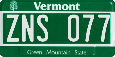 VT license plate ZNS077