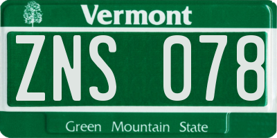 VT license plate ZNS078