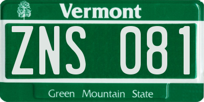 VT license plate ZNS081