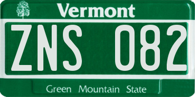 VT license plate ZNS082