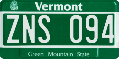 VT license plate ZNS094