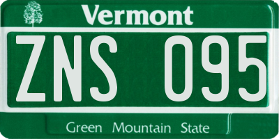 VT license plate ZNS095