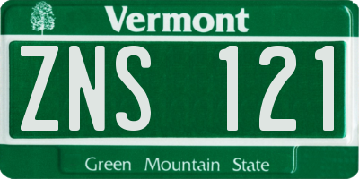 VT license plate ZNS121