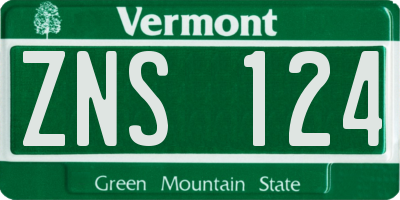 VT license plate ZNS124