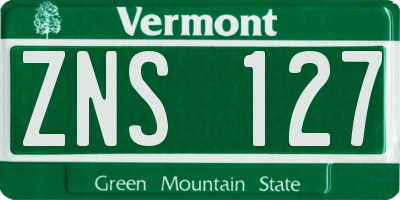 VT license plate ZNS127