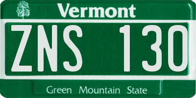 VT license plate ZNS130