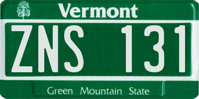 VT license plate ZNS131