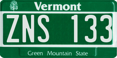 VT license plate ZNS133