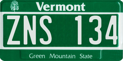 VT license plate ZNS134